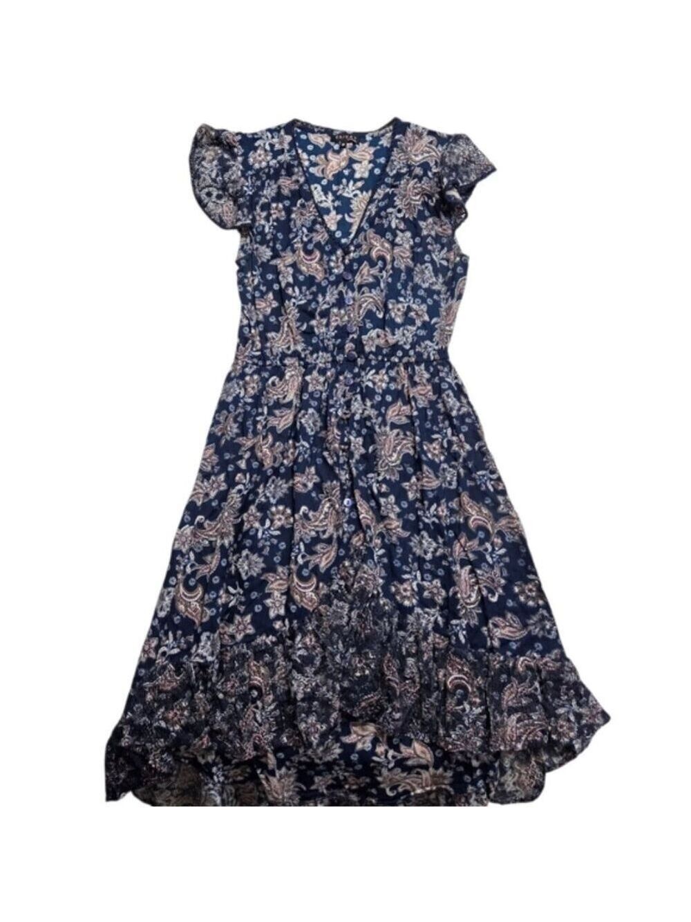 EN/KAY Boho Paisley High-Low Midi Dress Medium